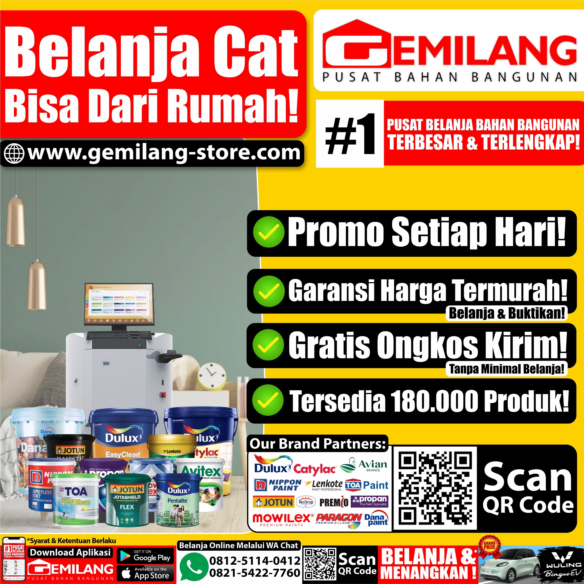 Gemilang - Pusat Bahan Bangunan Facebook ad: Belanja Cat Bisa Dari Rumah!