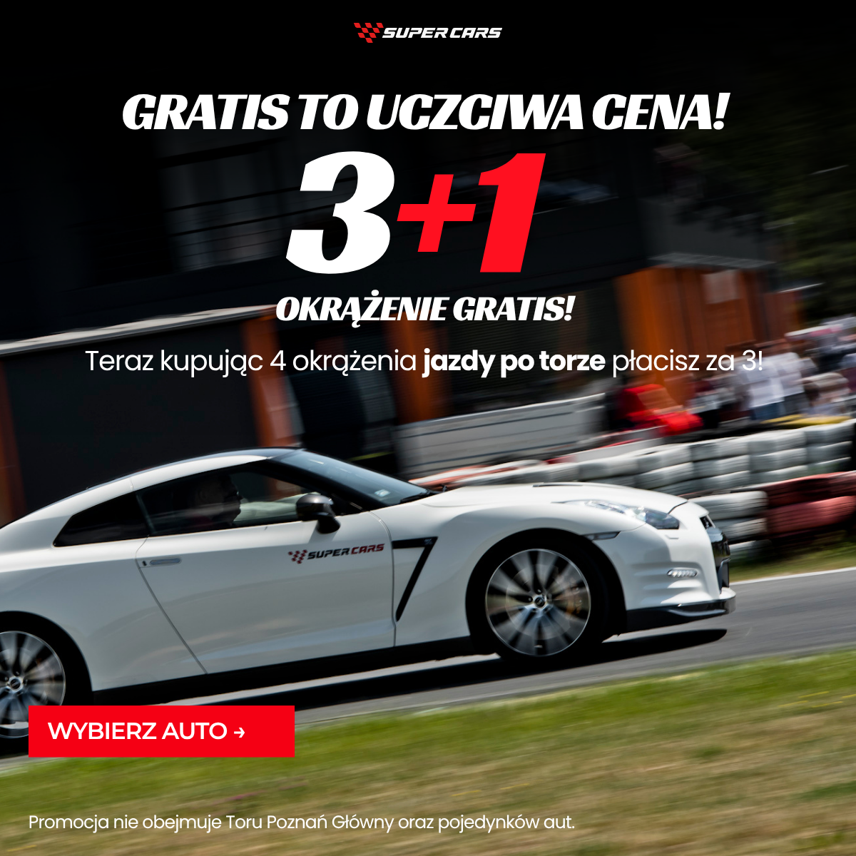 Super-Cars.pl - Eventy motoryzacyjne Facebook ad: 3+1 okrążenie GRATIS!