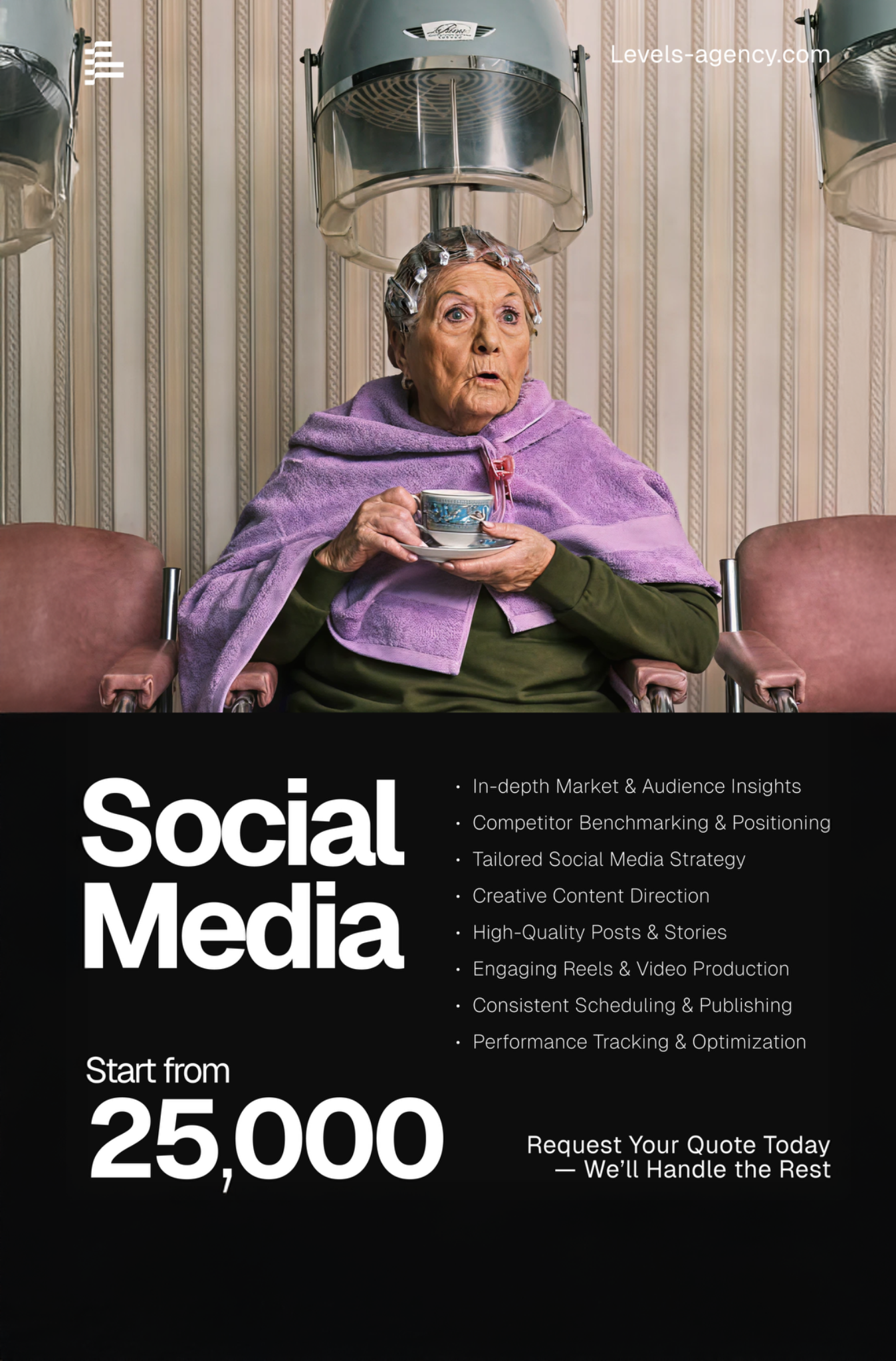 Levels Agency Facebook ad: comprehensive social media management from 25,000