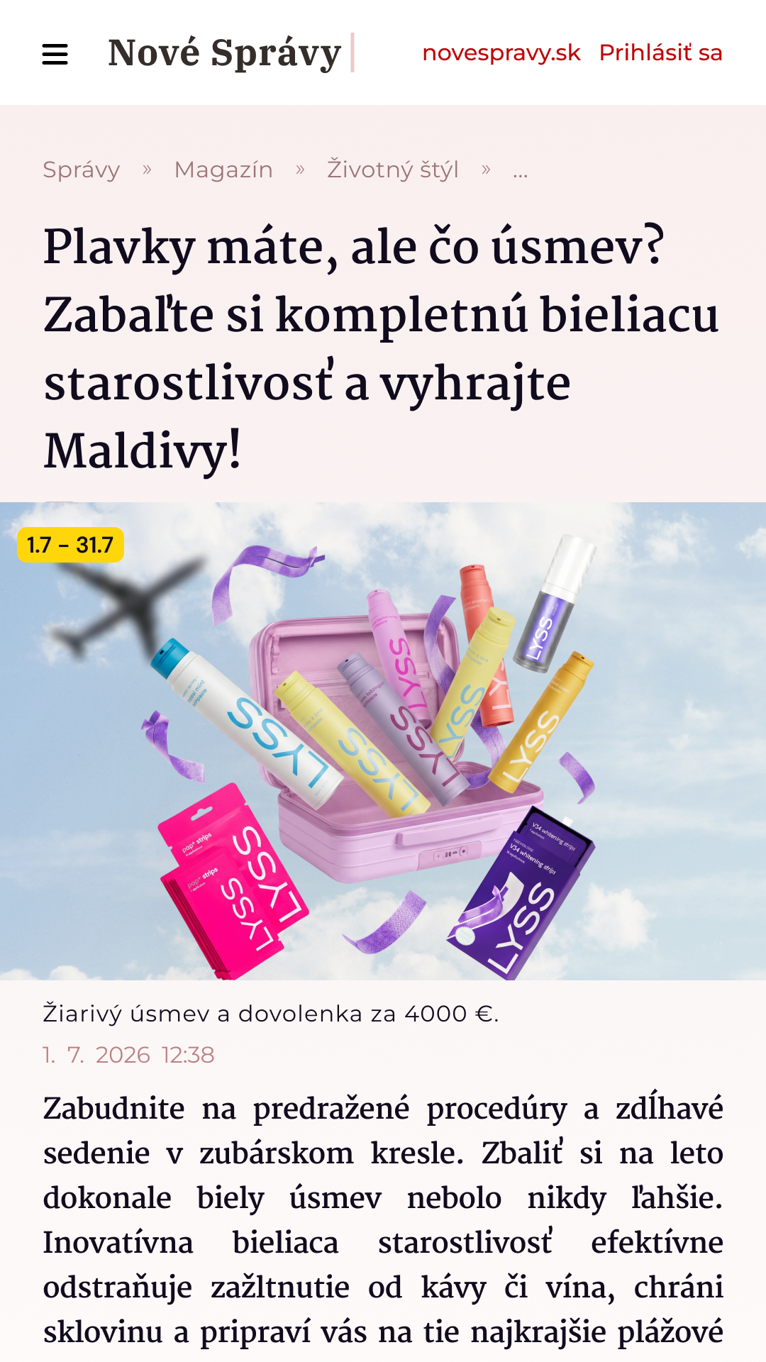 LYSS CZ/SK Facebook ad