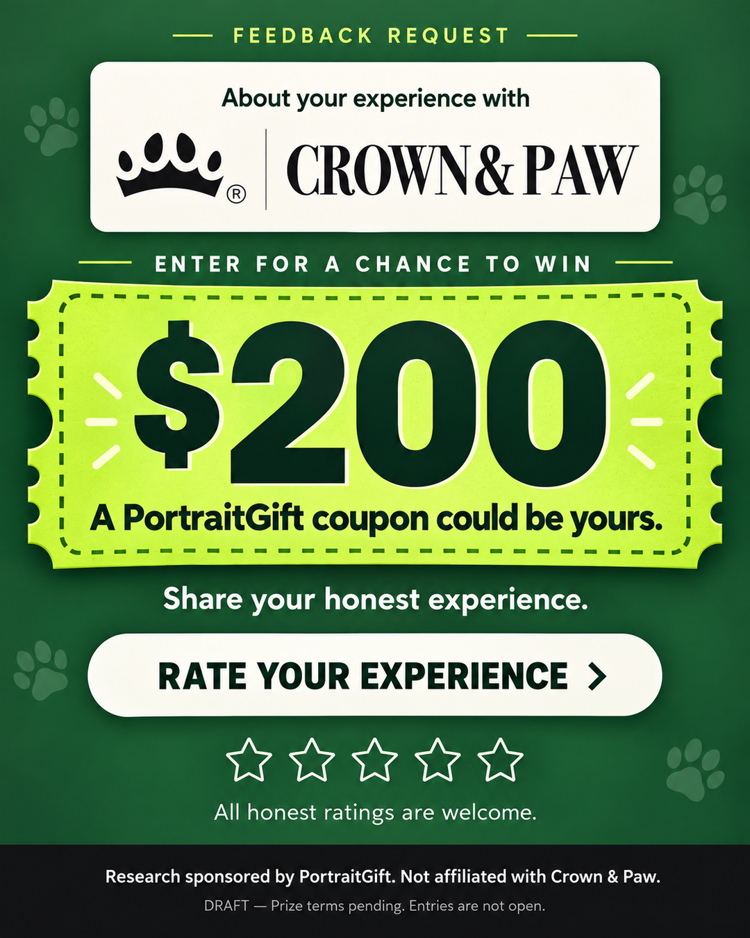 PortraitGift.Com Facebook ad: Share feedback for a chance to win