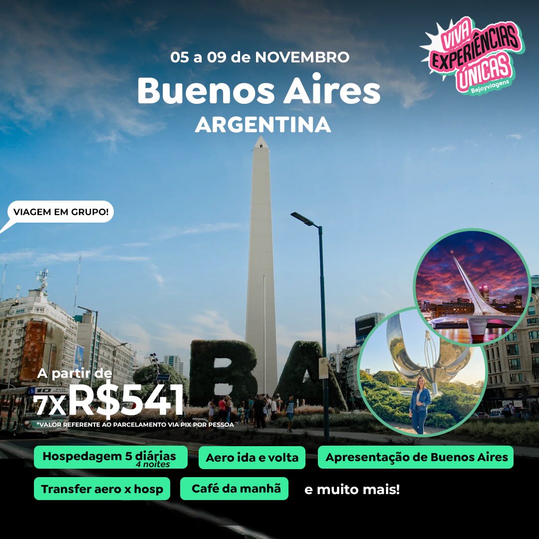 Be Joy Facebook ad: A SUA VEZ DE CONHECER A ARGENTINA CHEGOU!