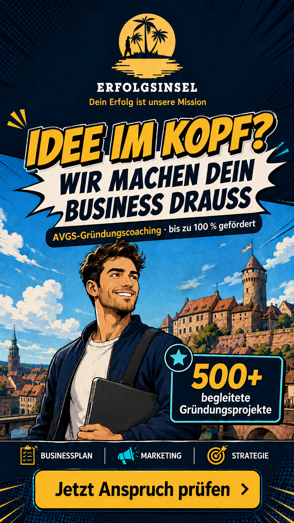 Erfolgsinsel Facebook ad: Dein Gründungscoaching, kostenlos über den AVGS.