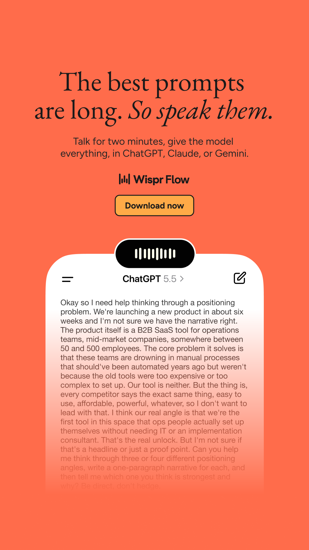 Wispr Flow Facebook ad