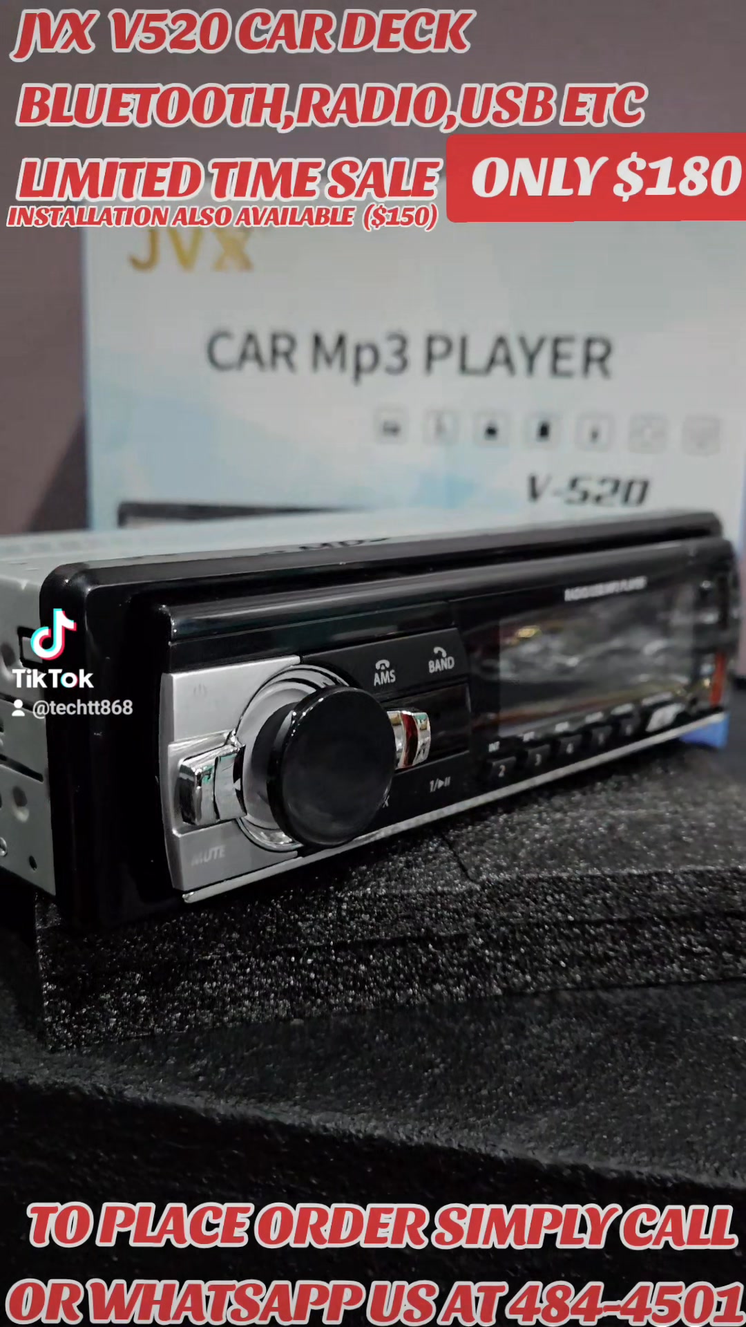 Tech.TT Facebook ad: JVX V520 car deck for only $180.