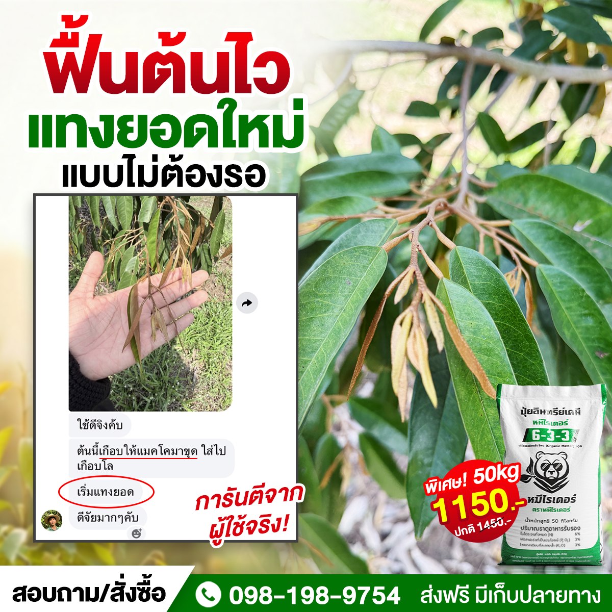 หมีไรเดอร์ ปุ๋ยเครื่องแรง อัดแน่นเต็มเม็ด Facebook ad