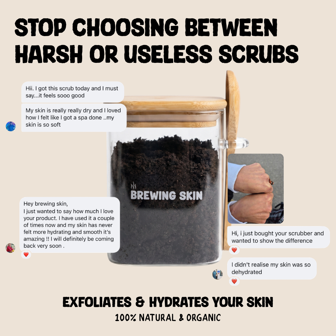 Brewing Skin Facebook ad: Soft, smooth skin. Straight from the shower.