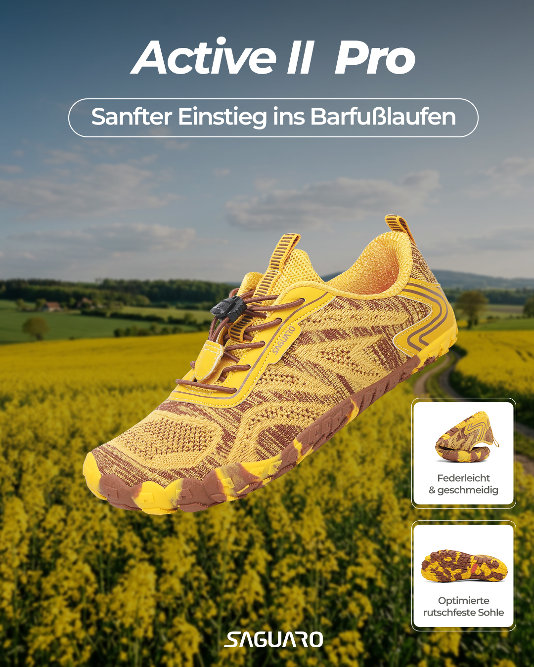 Saguaro De Facebook ad: Jeder Untergrund. Jeder Schritt. Sicher.