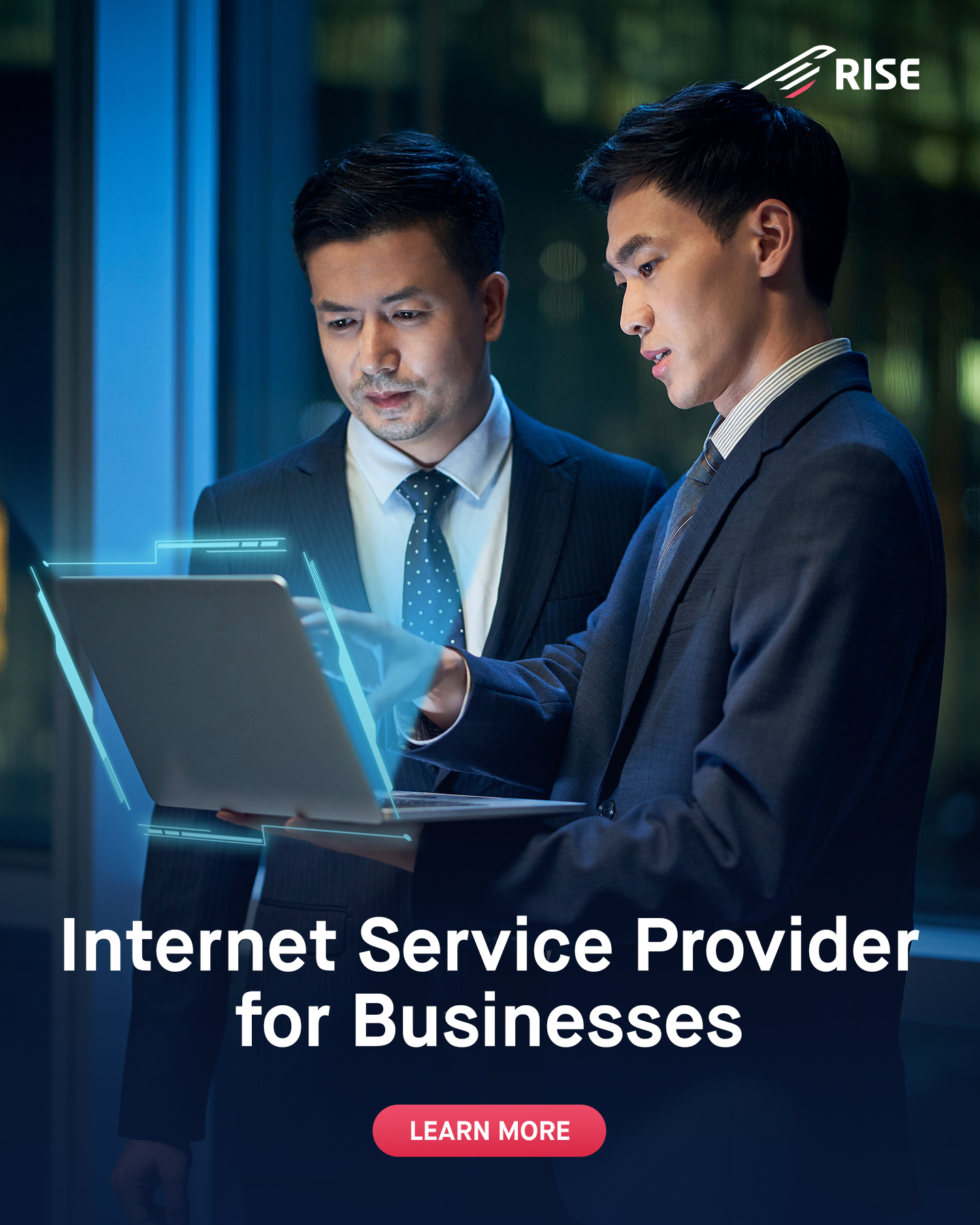 RISE Facebook ad: Rise Internet for Business ensures your operation runs…