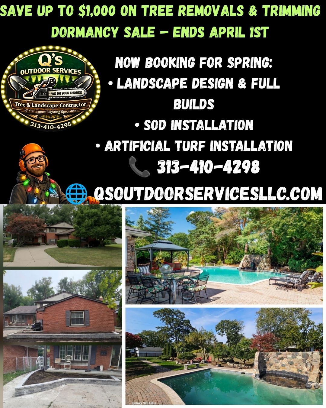 Q's Outdoor Services LLC Facebook ad: Spring is here, and it’s time to get…