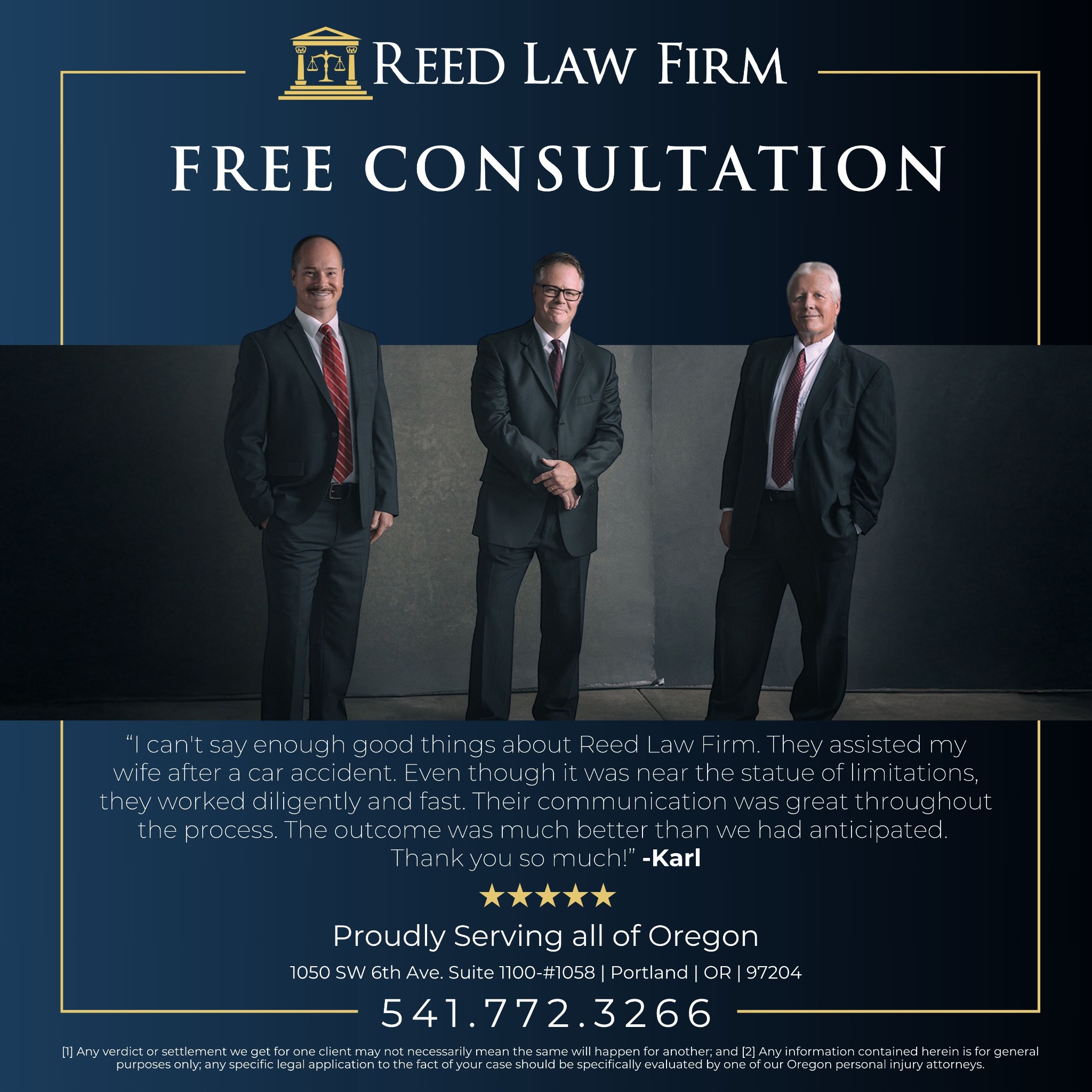 Reed Law Firm, PC Facebook ad: Oregon Personal Injury Law Firm | Reed Law Firm