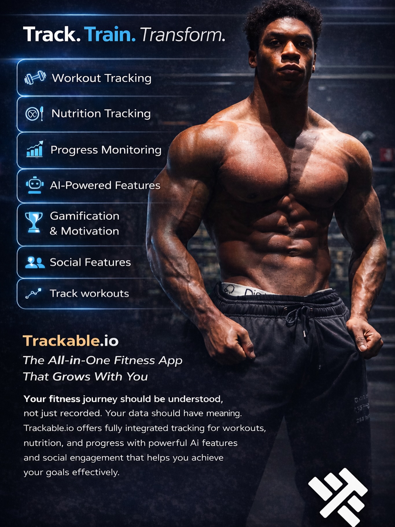 trackable.io Facebook ad: Trackable.io - All in One Wellness App.
