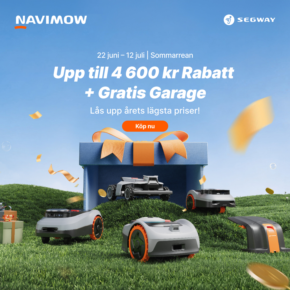 Segway Navimow Nordics Facebook ad: 22 juni, 12 juli | Sommarrean