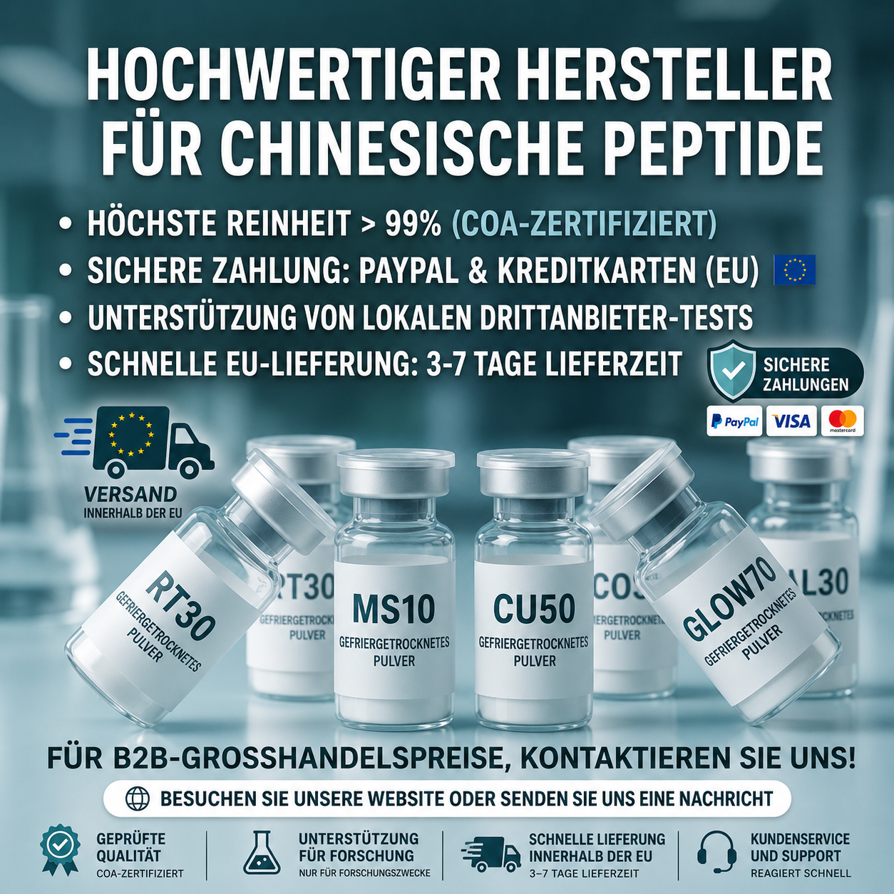 David Wilson Facebook ad: Direkte Lieferung hochwertiger Peptide