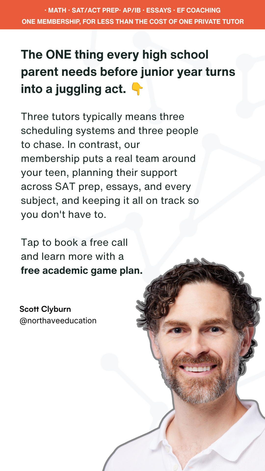 North Avenue Education Facebook ad: Parents of high schoolers: stop juggling a different tutor…