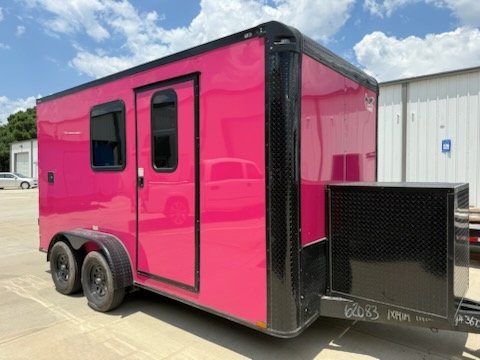 Kristy Bland Facebook ad: 7x14TA Pink Dog Grooming Trailer