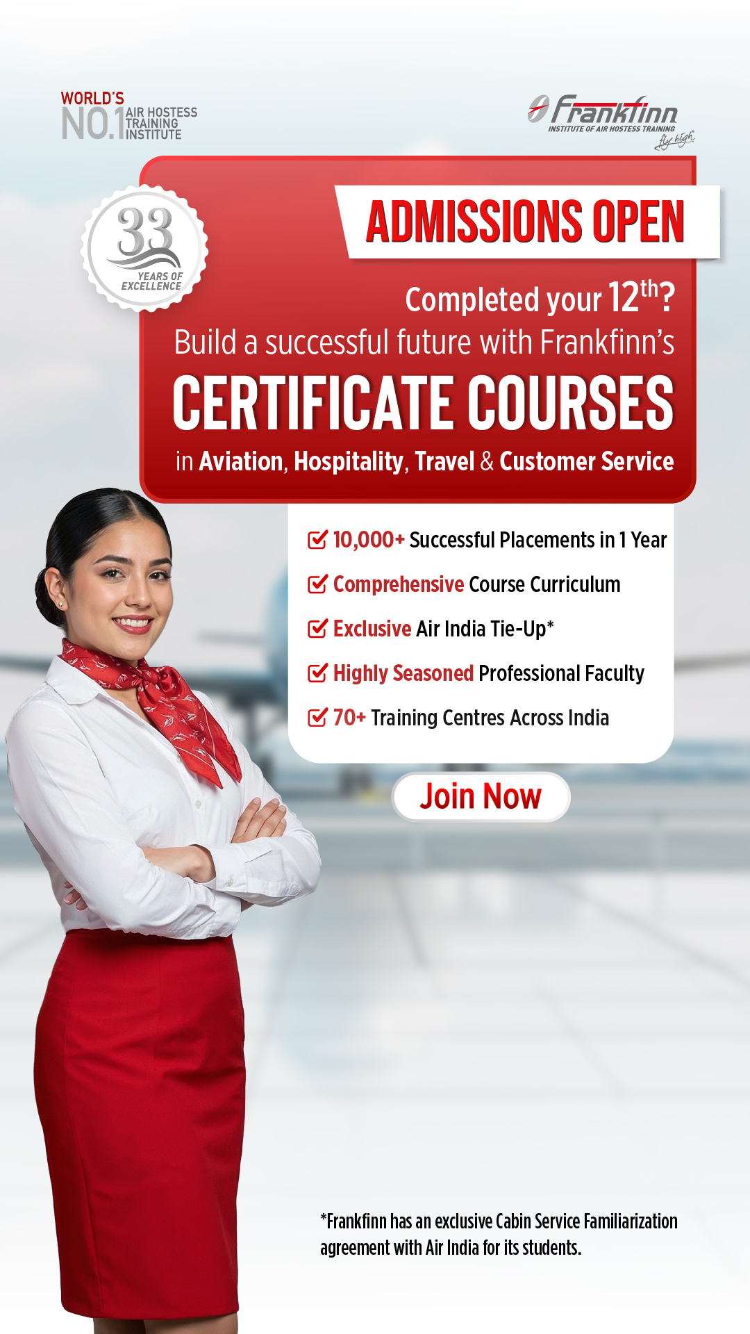 Frankfinn Institute of Air Hostess Training Facebook ad