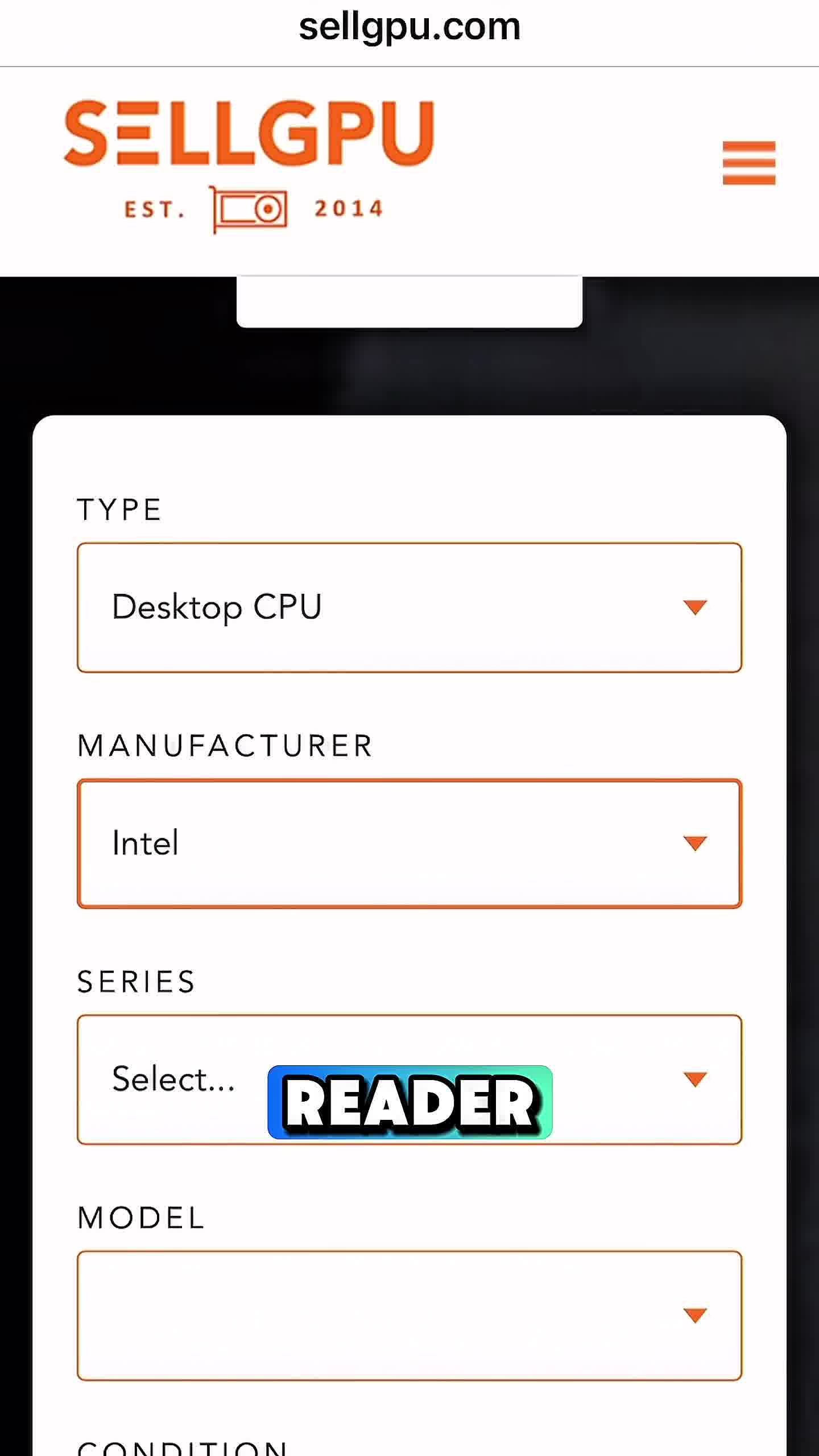 SellGPU.com Facebook ad: Sell Your Computer Parts For Cash!