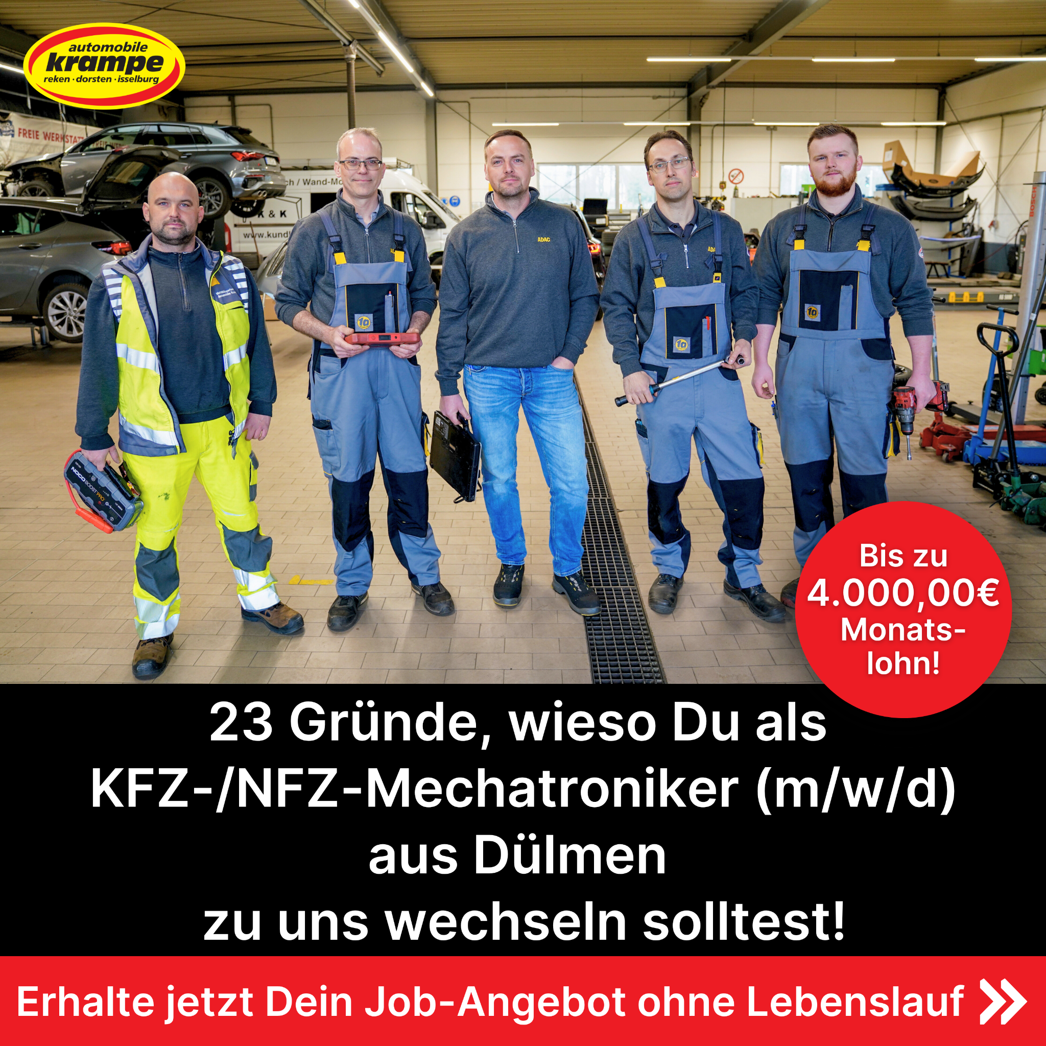 Candidate Flow KFZ-Karriere Facebook ad: Du möchtest ein unwiderstehliches Job-Angebot?