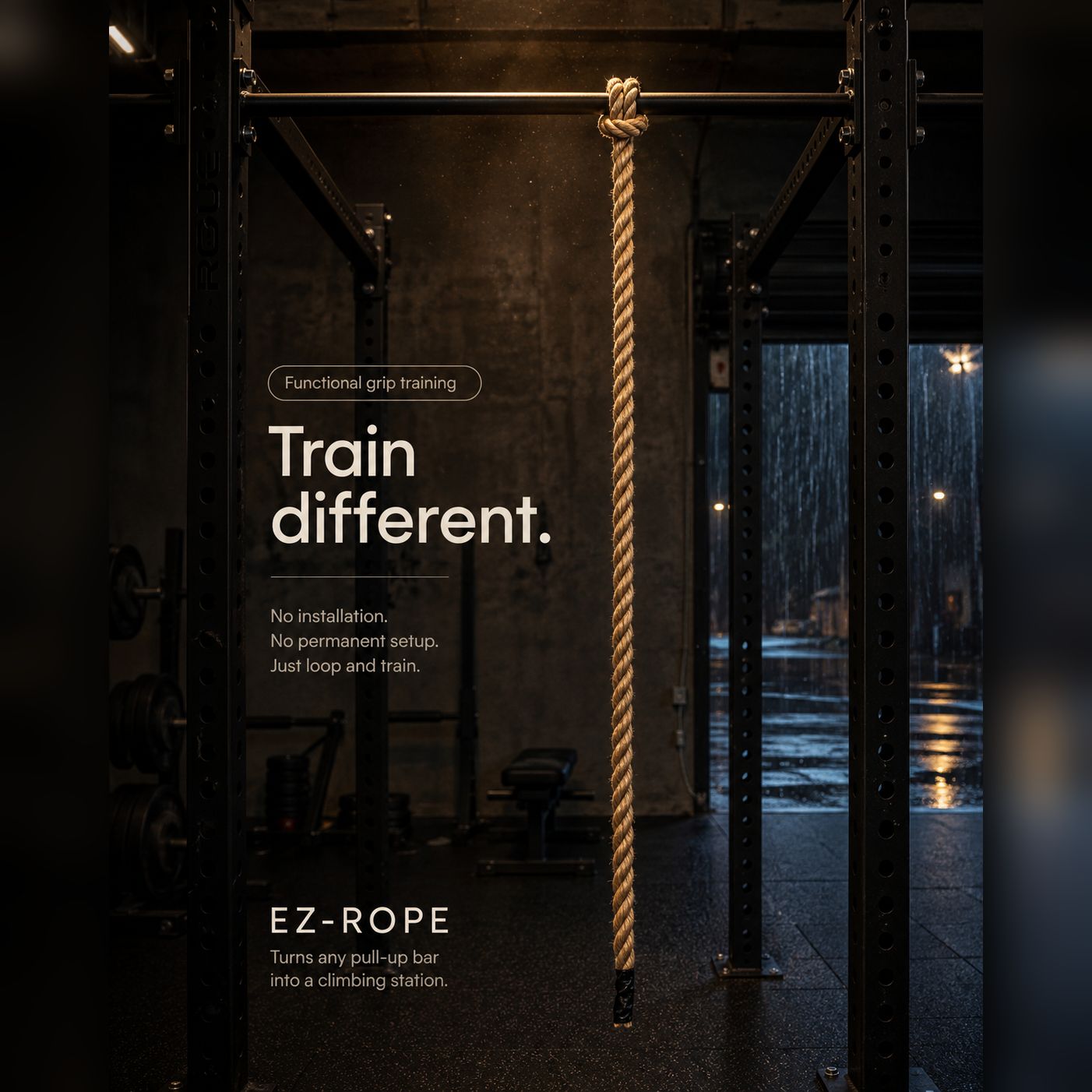 Kensui Facebook ad: Drill-Free Rope Setup