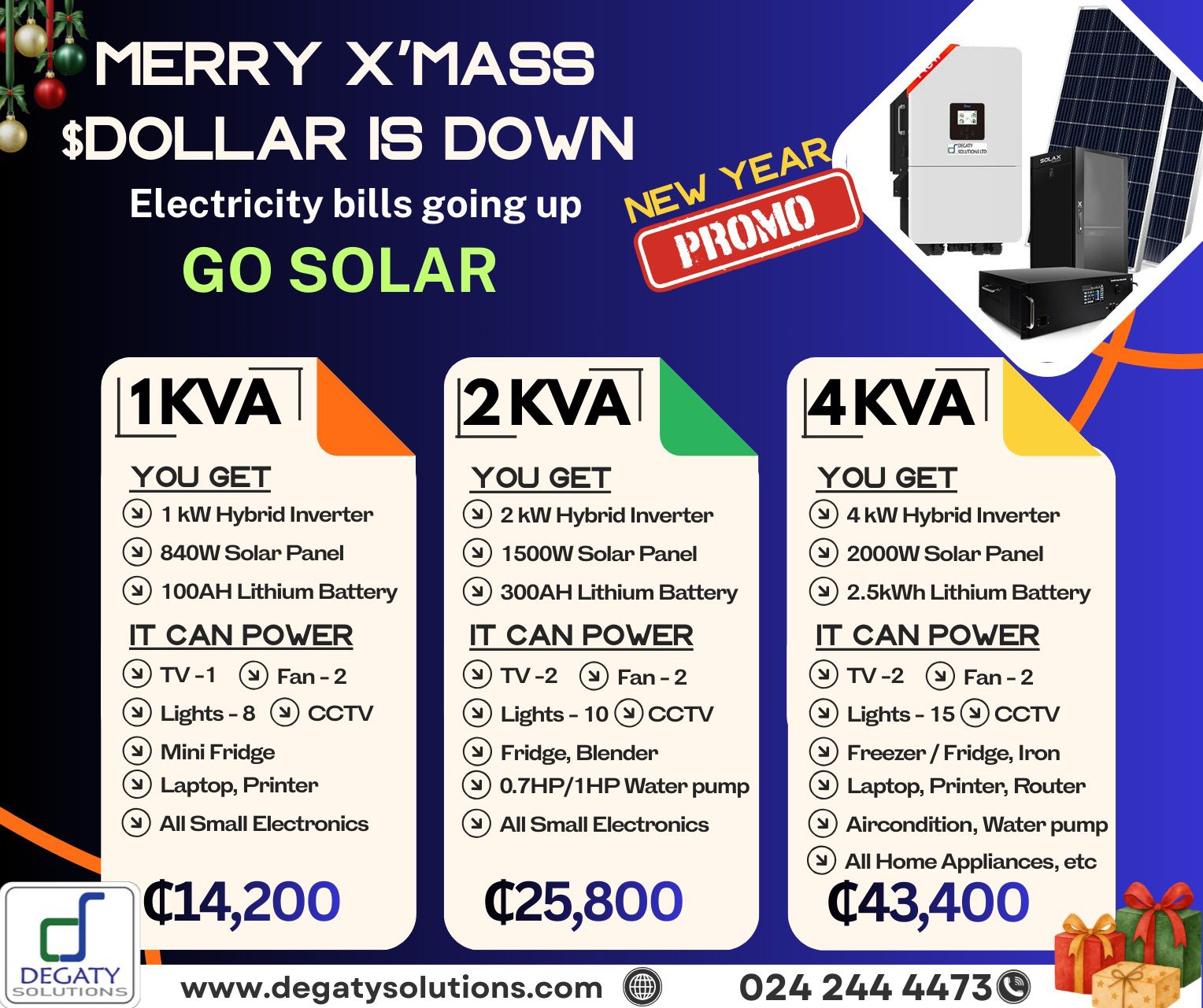 Degaty Solutions Facebook ad: Solar is the future The Cedi is rising…
