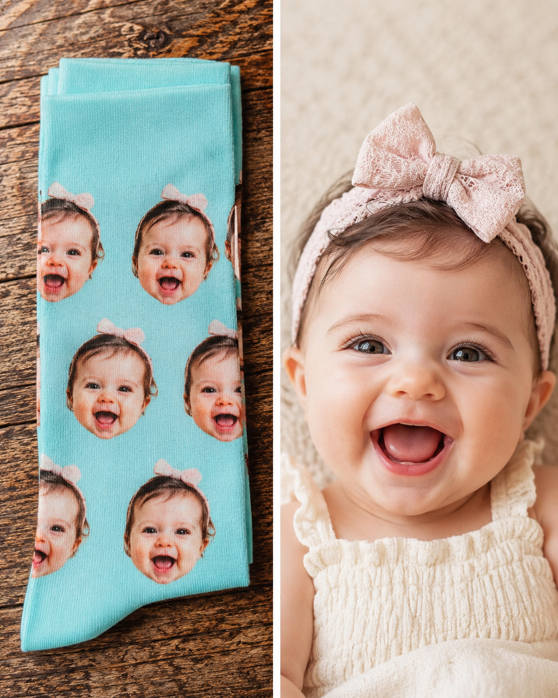 Sockchen.de Facebook ad: Personalisierte Socken, jedes Gesicht auf Socken!