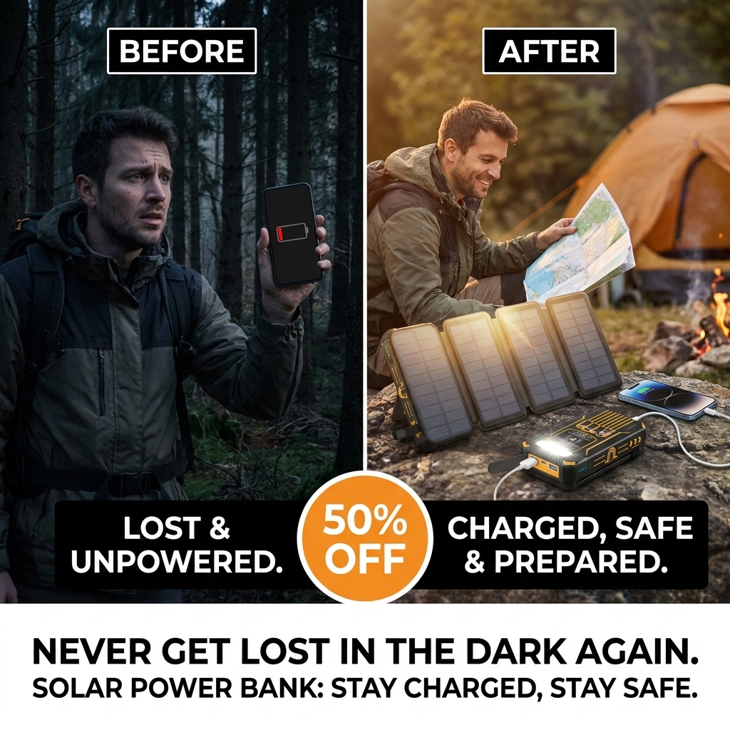 Kikishop Facebook ad: Solar Foldable Power Bank