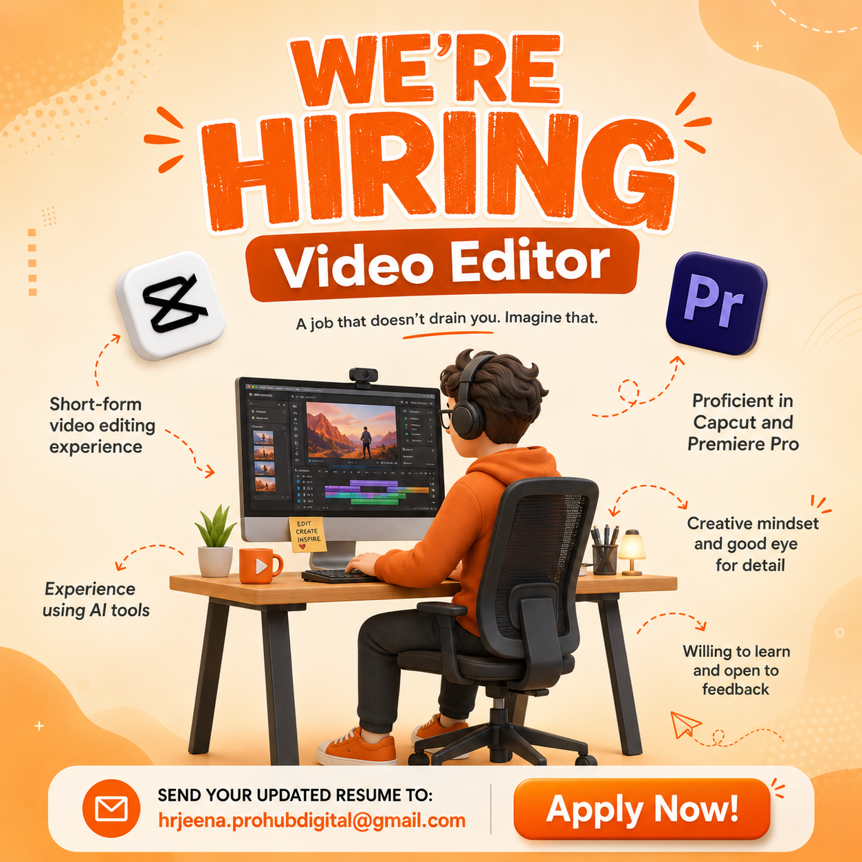 ProHub E-commerce Solutions Corporation Facebook ad: A job that doesn’t drain you. Imagine that.