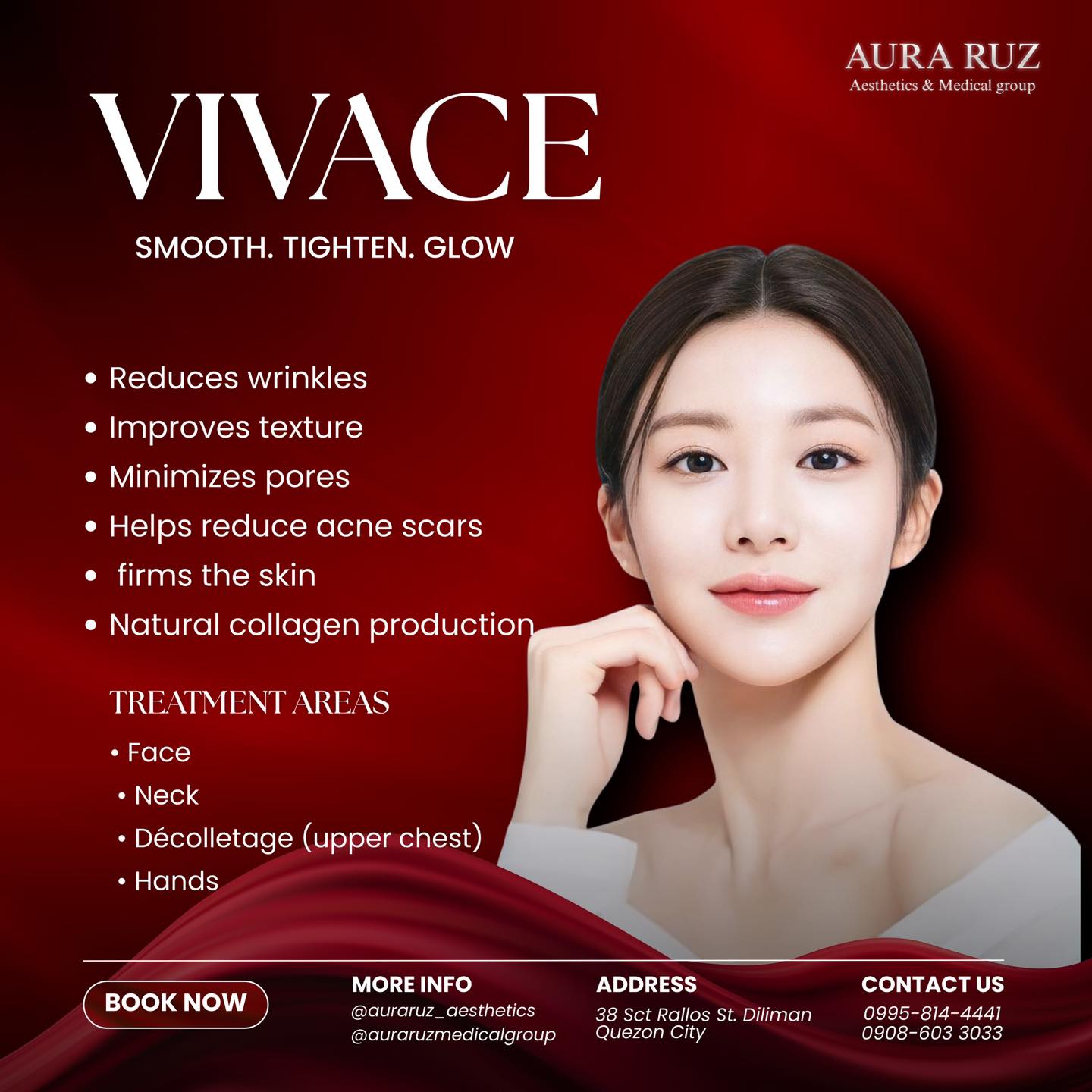 The Aura Ruz Timog Branch Facebook ad: Aura Ruz Rf Microneedling Vivace PRO