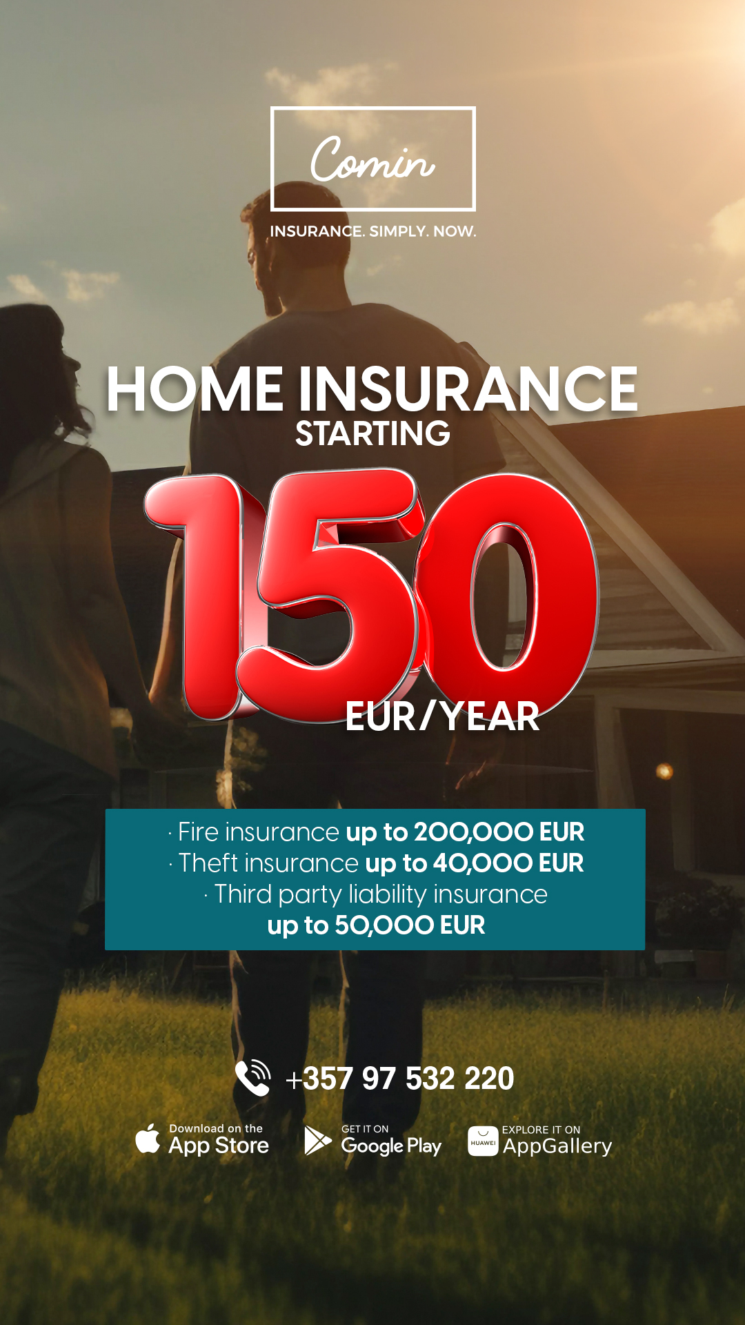 Comin Insurance Cyprus Facebook ad from Jul 28, 2025