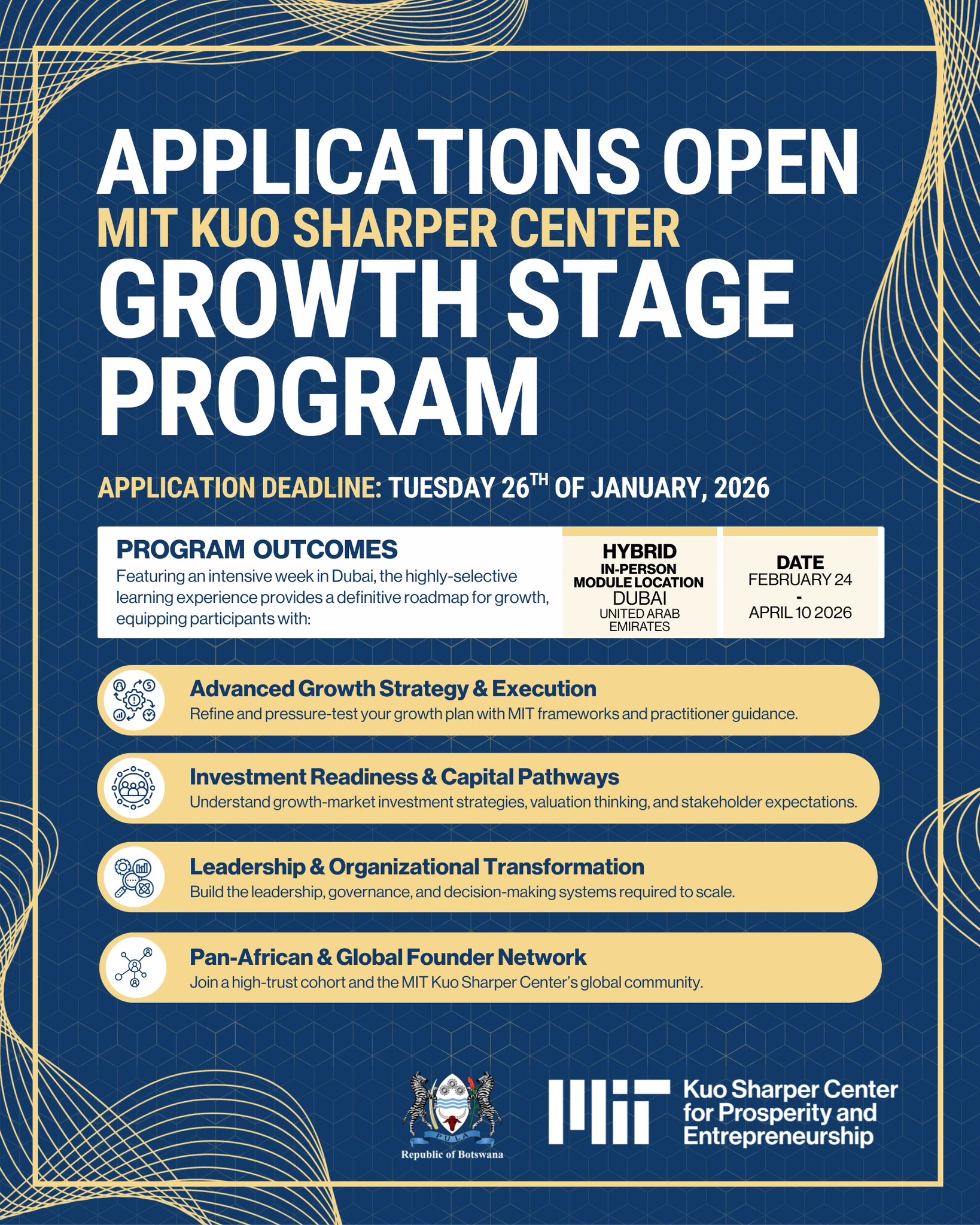 Botswana Digital & Innovation Hub Facebook ad: Applications Now Open: MIT Kuo Sharper Center Growth…