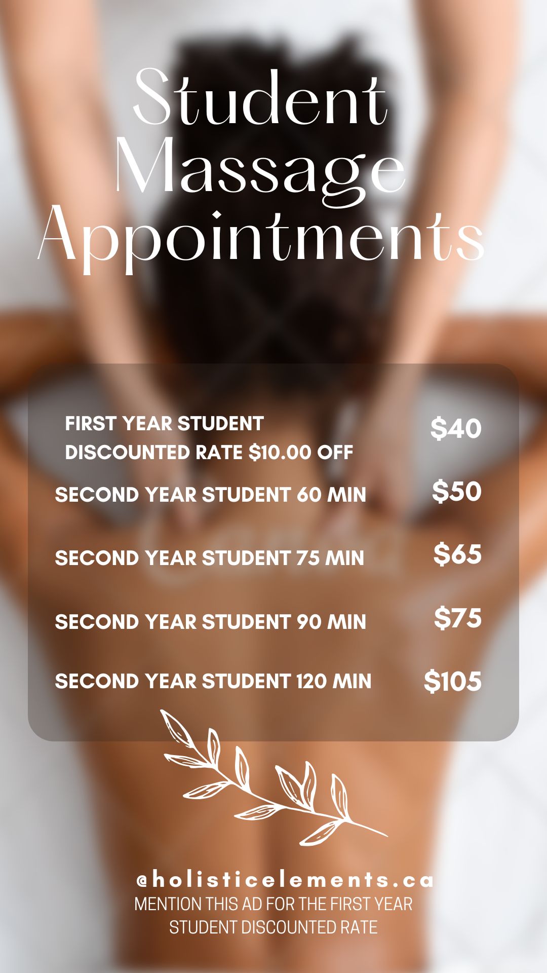 Holistic Elements Massage Therapy Facebook ad: Home - Holistic Elements