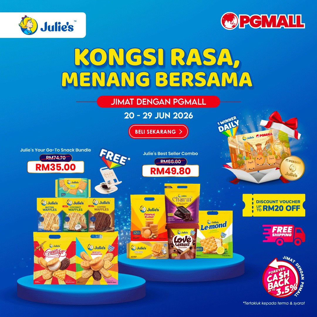 PGMall Malaysia Facebook ad: Julie's Kongsi Rasa Menang Bersama