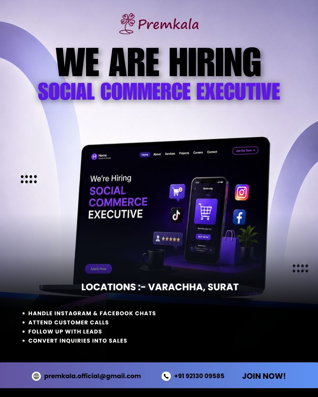 Premkala - Women's Clothing Store Facebook ad: We're Hiring a Social Commerce Executive!