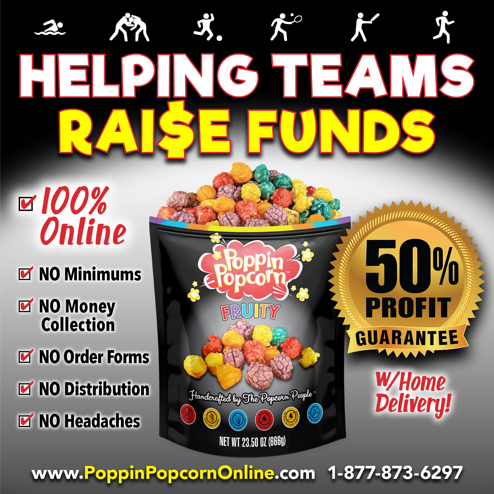 Poppin Popcorn Fundraising Facebook ad