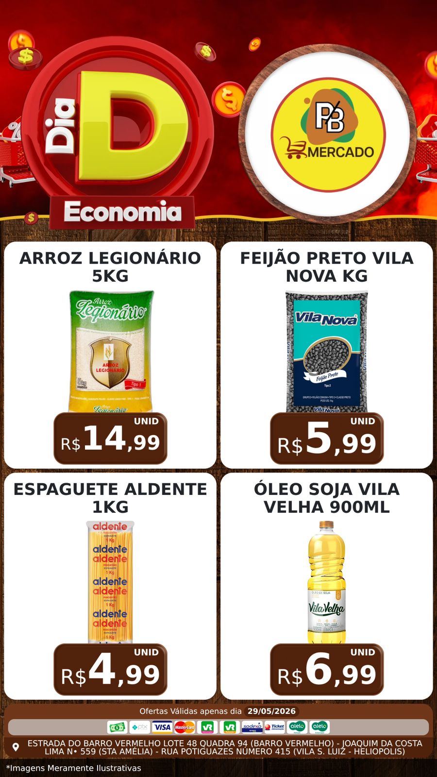Mercado PB do Barro Vermelho Facebook ad: Arroz Legionário 5kg por apenas R$ 14,99!