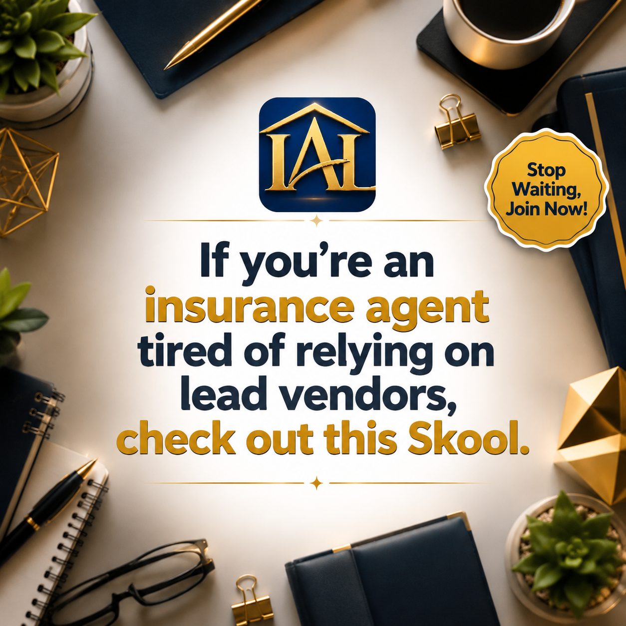 Skool Facebook ad: Stop Relying Only on Lead Vendors
