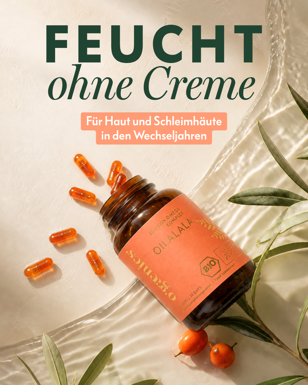 Ogænics Beauty Supplements Facebook ad: Moisturizer von innen