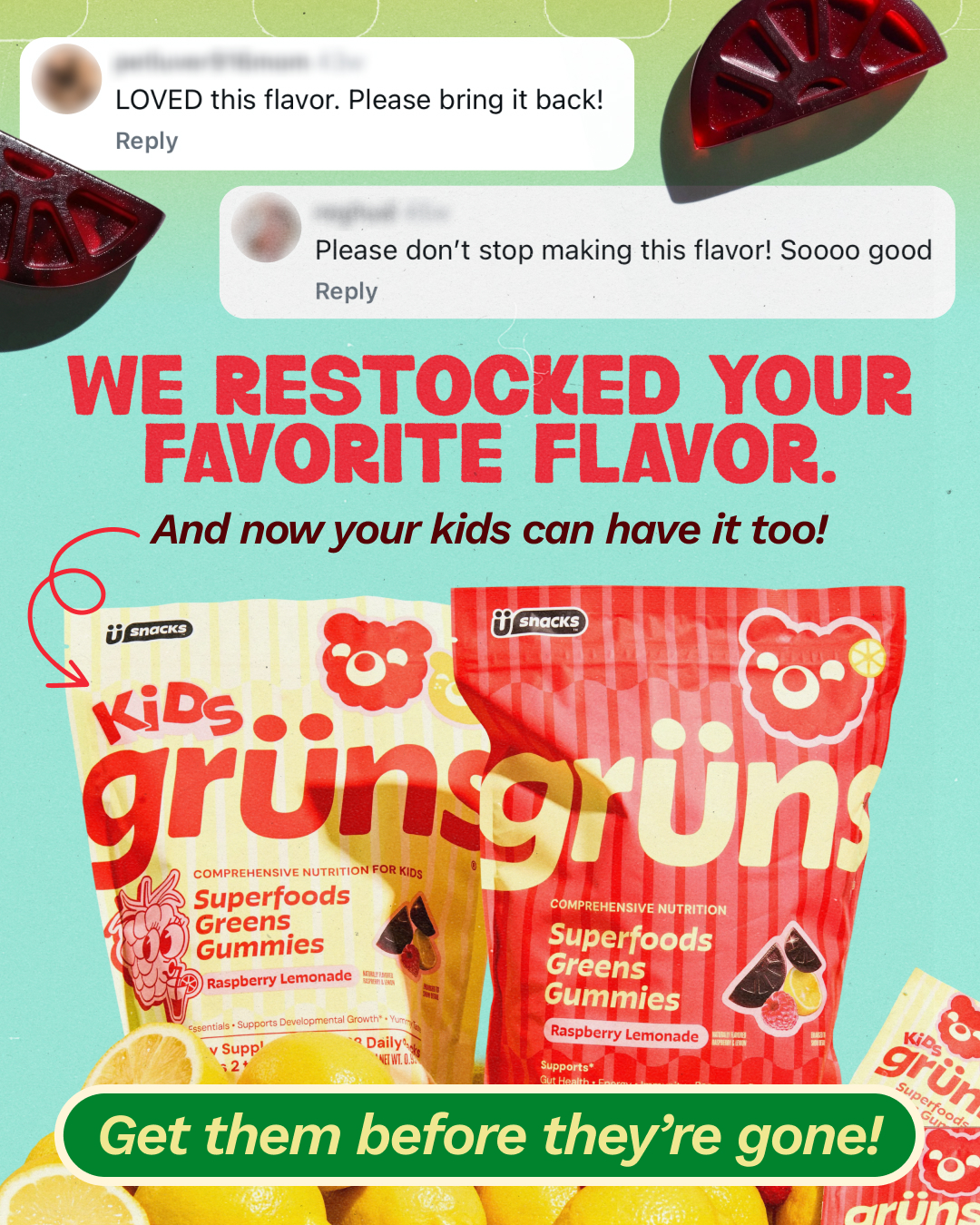 Grüns Kids Facebook ad