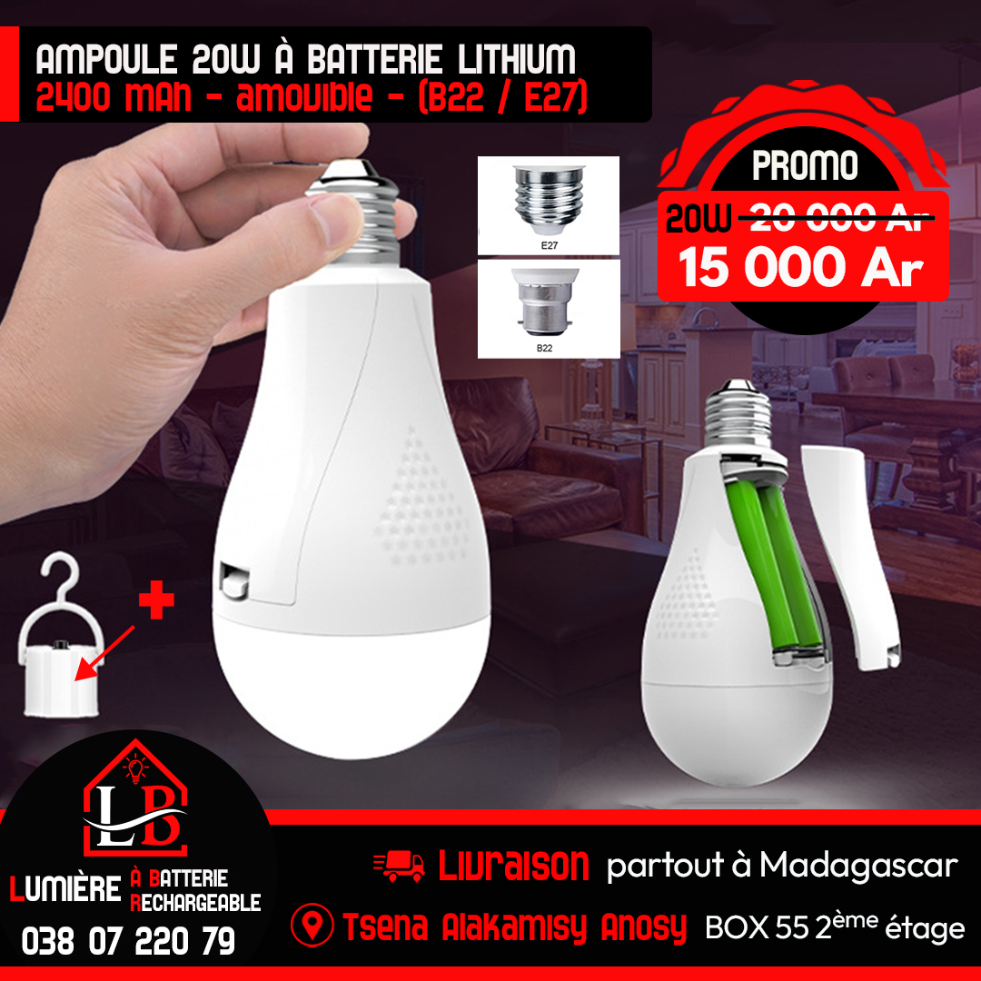 Lumière à batterie rechargeable - Même sans courant, elle éclaire toujours Facebook ad: À partir de 9 000 Ar, profitez de…