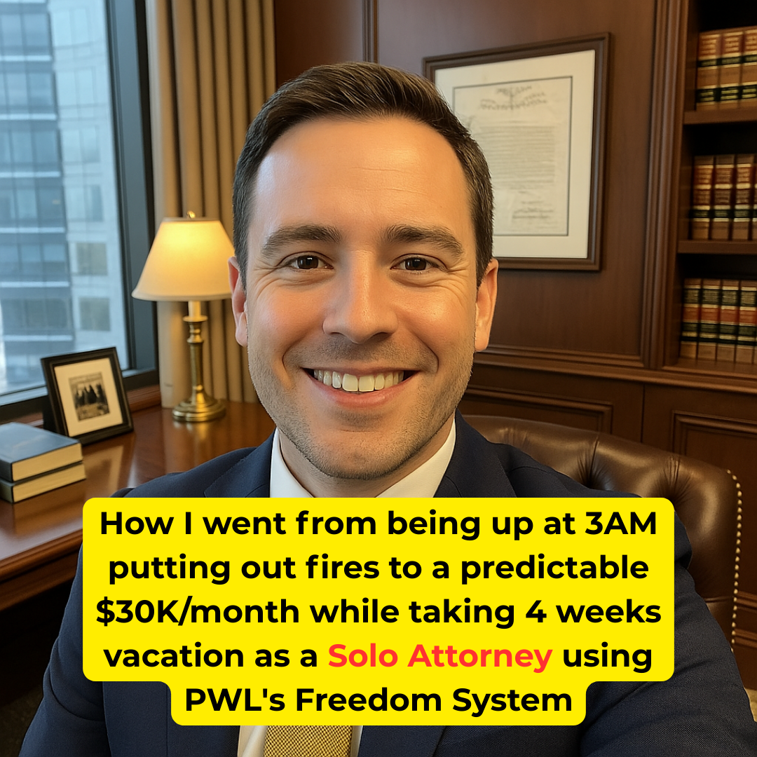 Profit with Law Facebook ad: Solo Attorney: From 3AM Panic to Working a Relaxed 25/hrs…