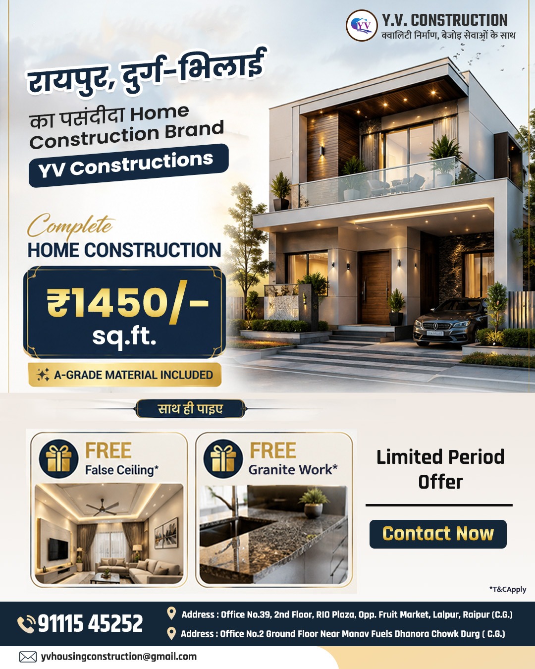YV Construction Facebook ad