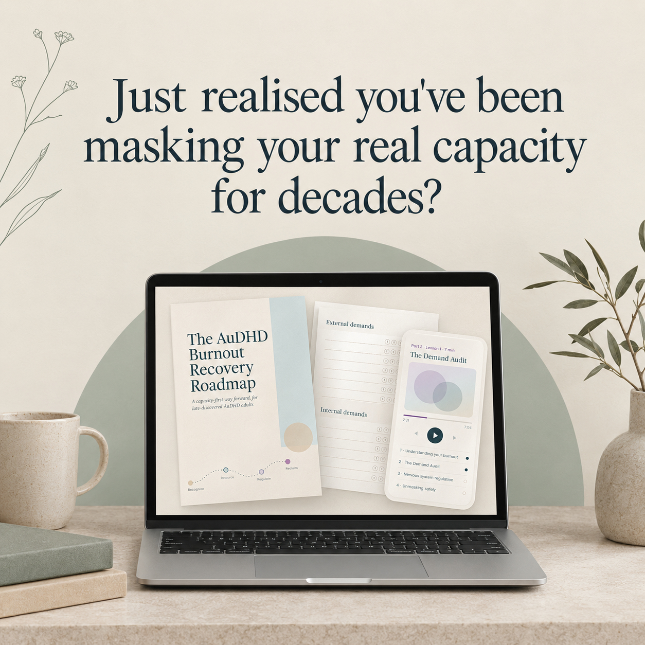 Audhd Burnout Recovery Facebook ad: The AuDHD burnout recovery course, $47 USD