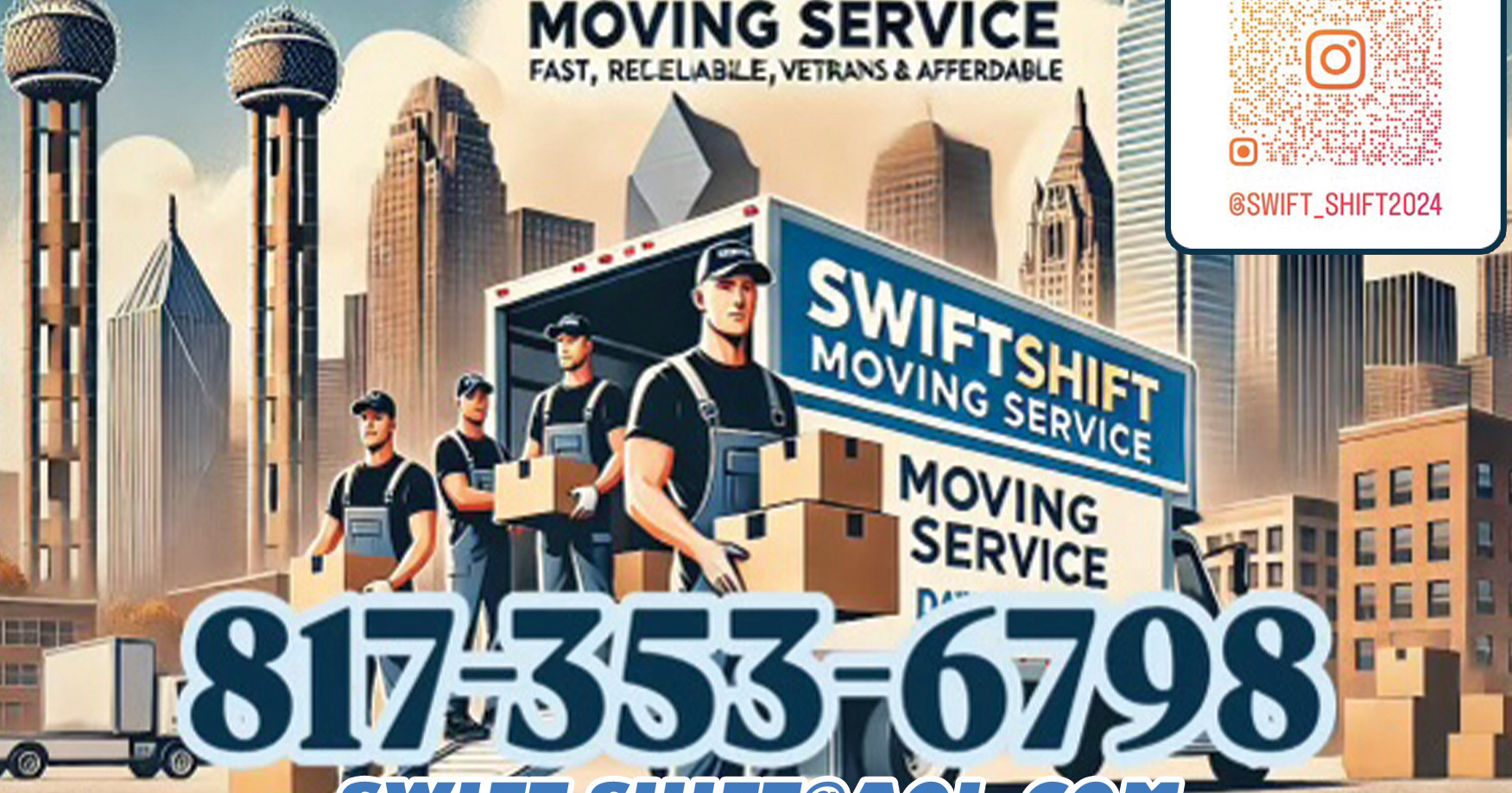 Swiftshift moving service Facebook ad: Looking for a professional and affordable moving service…