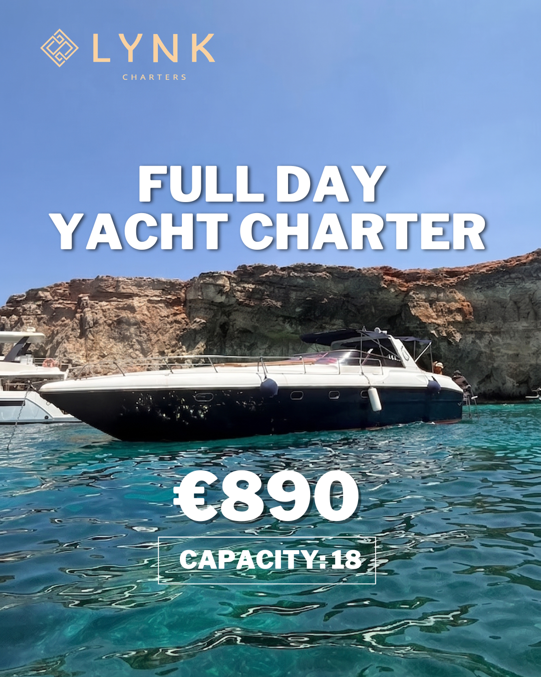 Lynk Charters Facebook ad: Message us to Book Your Summer Charter