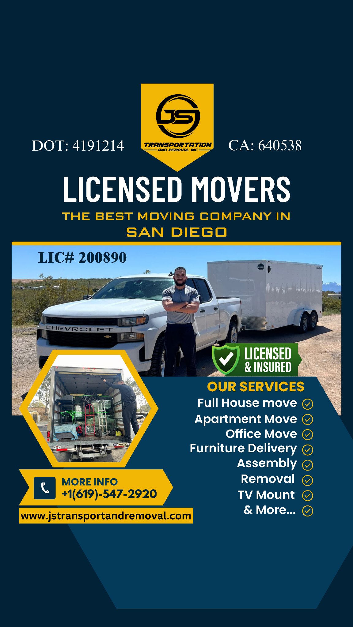 js transportation and removal inc Facebook ad: Your move, our mission!