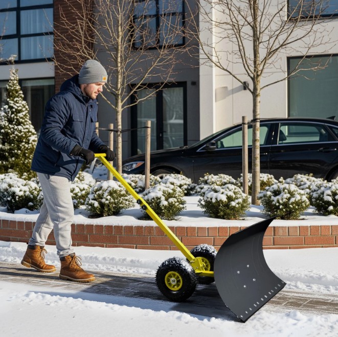 Coran Phillip Facebook ad: Heavy Duty Snow Shovel with Wheels Wheeled Snow Pusher…