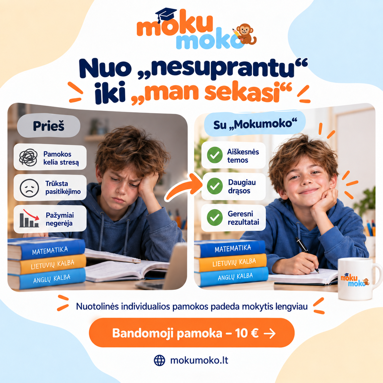 Mokumoko Facebook ad: Bandomoji pamoka, 10 €