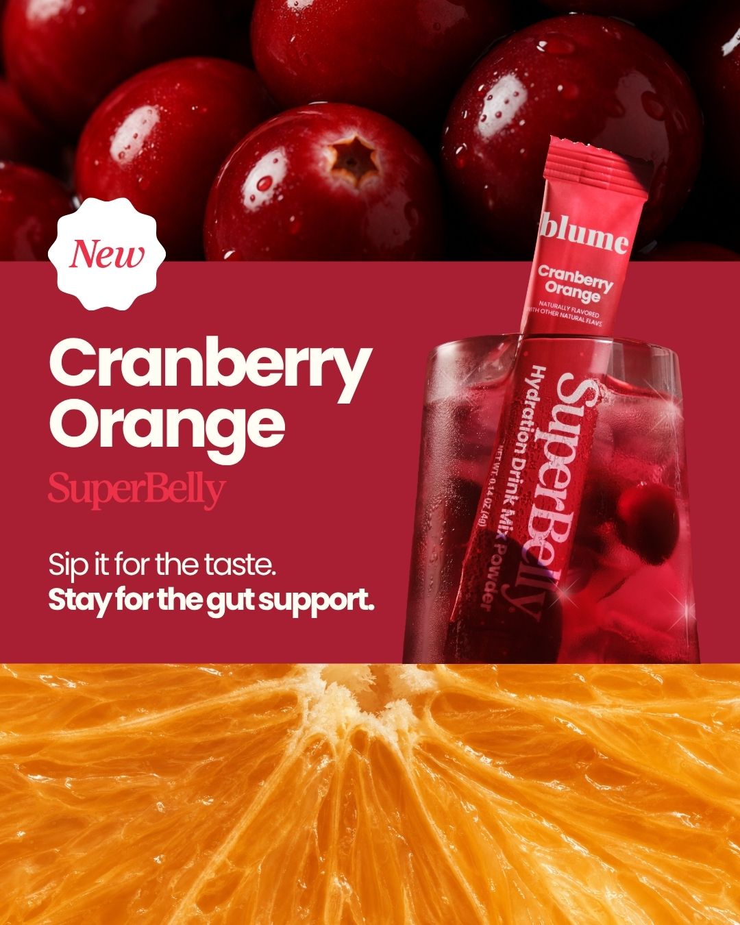 Blume Facebook ad: NEW Cranberry Orange is Here
