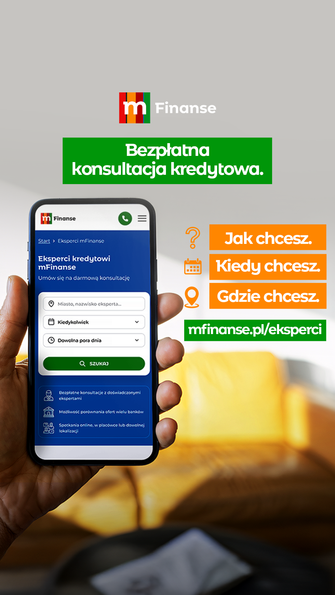 mFinanse Facebook ad: Znajdź eksperta kredytowego